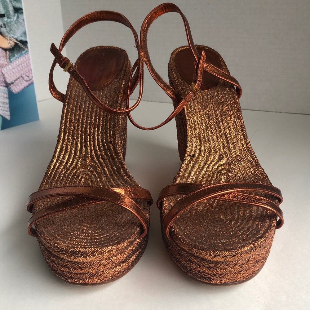 GUCCI Bronze Metallic Lia Espadrilles Wedge Platforms 😍 - Picture 7 of 12